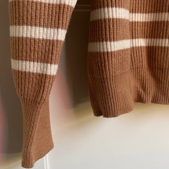 Brown Striped Women's Crew Neck Sweater - Picture 3 of 4
